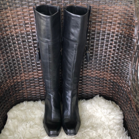 Nine West Shoes - NINE WEST Donnal Leather Square Toe Tall Boots